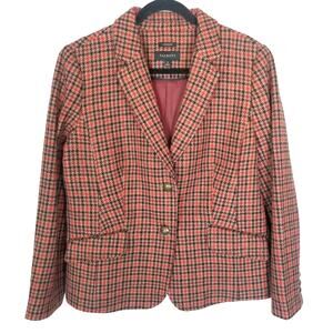 Talbots Womens Wool Houndstooth Aberdeen Blazer Size 14 Classic Preppy Academia